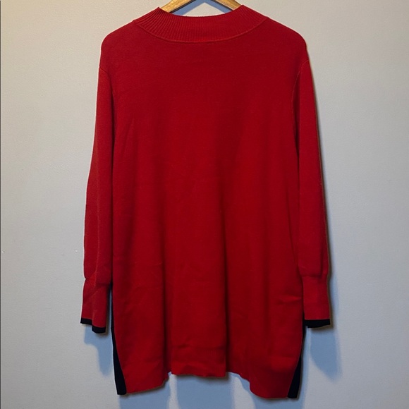 Chicos Cashmere Blend Sweater Women’s 3P XLP Red Black Trim Side Button Tunic - Picture 8 of 11